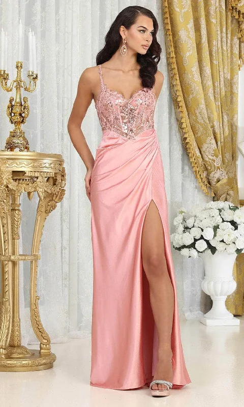 May Queen MQ2006 - Contrast Embellished Prom Dress