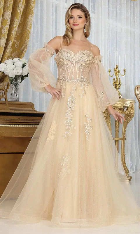 May Queen RQ8073 - Embellished A-Line Prom Gown