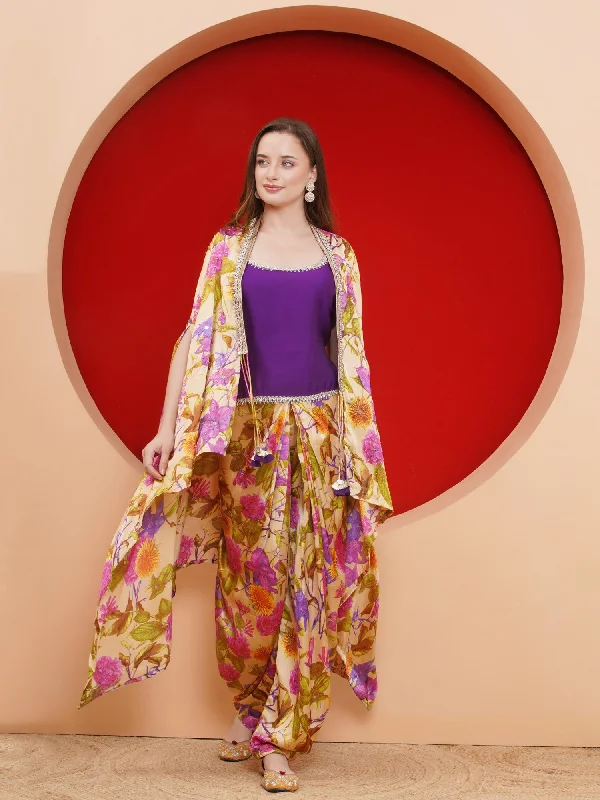 Printed Satin Cape and Dhoti Salwaar with inner-WRKS185