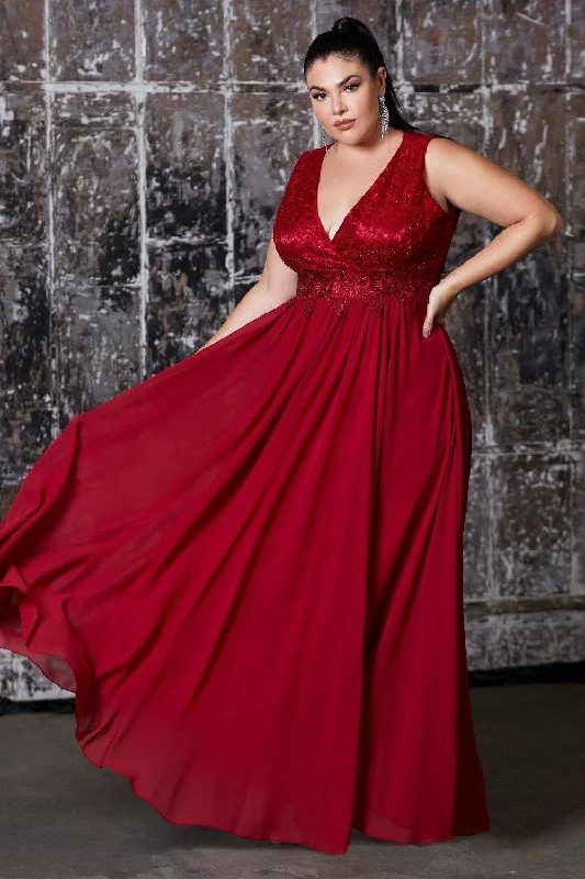 Cinderella Divine S7201 Long Sleeveless Plus Size Prom Dress