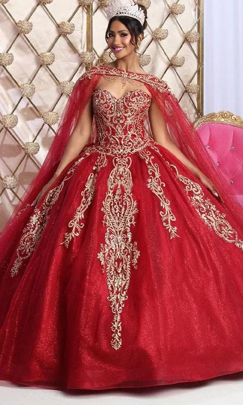 May Queen LK230 - Cape Lace Applique Ballgown