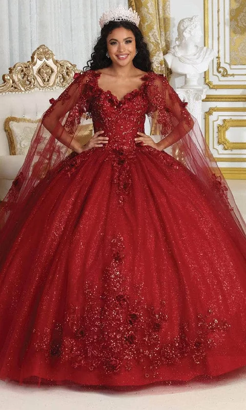 May Queen LK214 - Embroidered V-Neck Ballgown