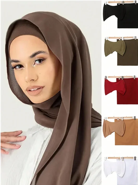 YW240  plain chiffon hijab with  undercap