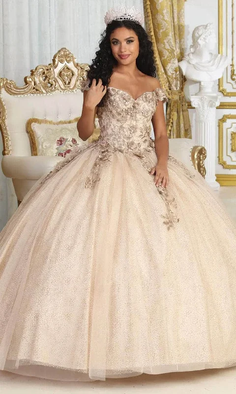 May Queen LK222 - Floral Off Shoulder Ballgown