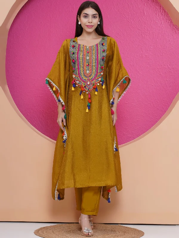 Mustard Golden 3 pcs Kaftaan Set-WRKS191