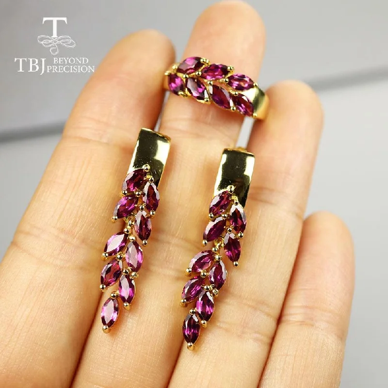 Natural Gemstone Rhodolite Jewelry Set