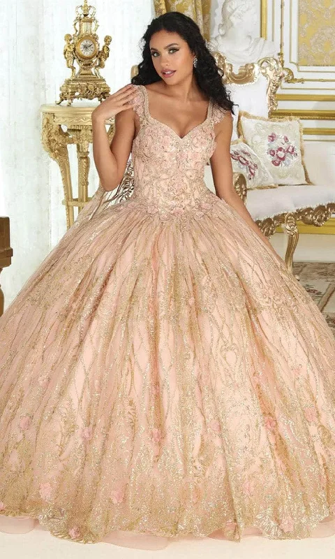 May Queen LK207 - Floral V-Neck Ballgown