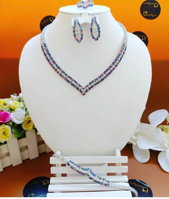 Four pcs Bridal Crystal Wedding Jewelry Sets