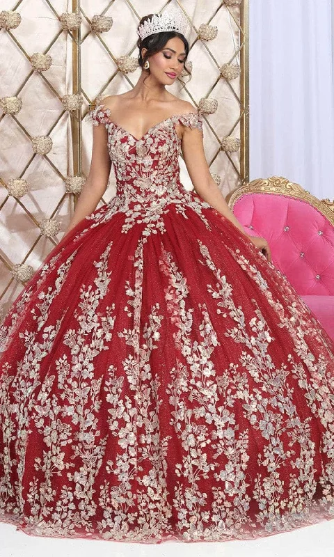 May Queen LK228 - Off Shoulder Applique Ballgown