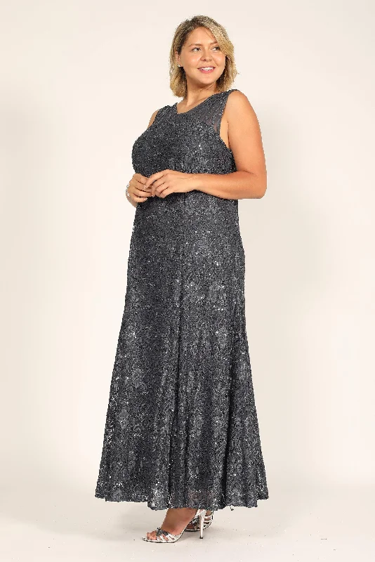 R&M Richards 3198W Long Formal Plus Size Lace Gown