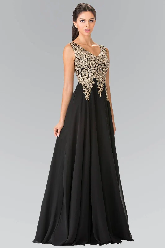 Embroidered Chiffon Long Prom Dress Formal