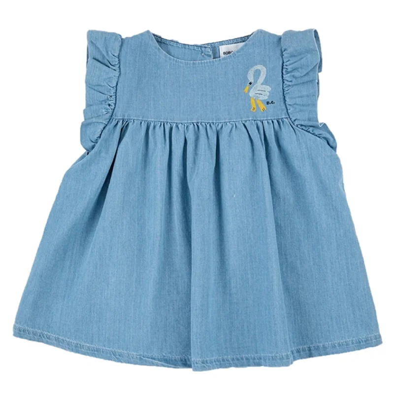 Bobo Choses Light Blue Pelican Ruffle Dress