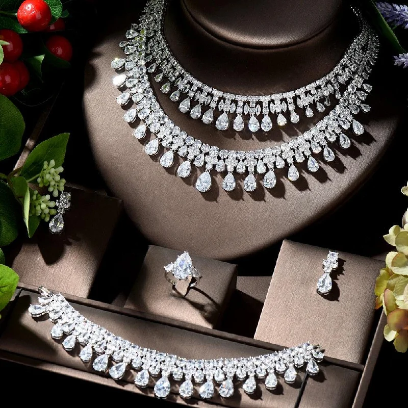 Luxury Bridal Wedding Classic Four Piece Jewelry Set