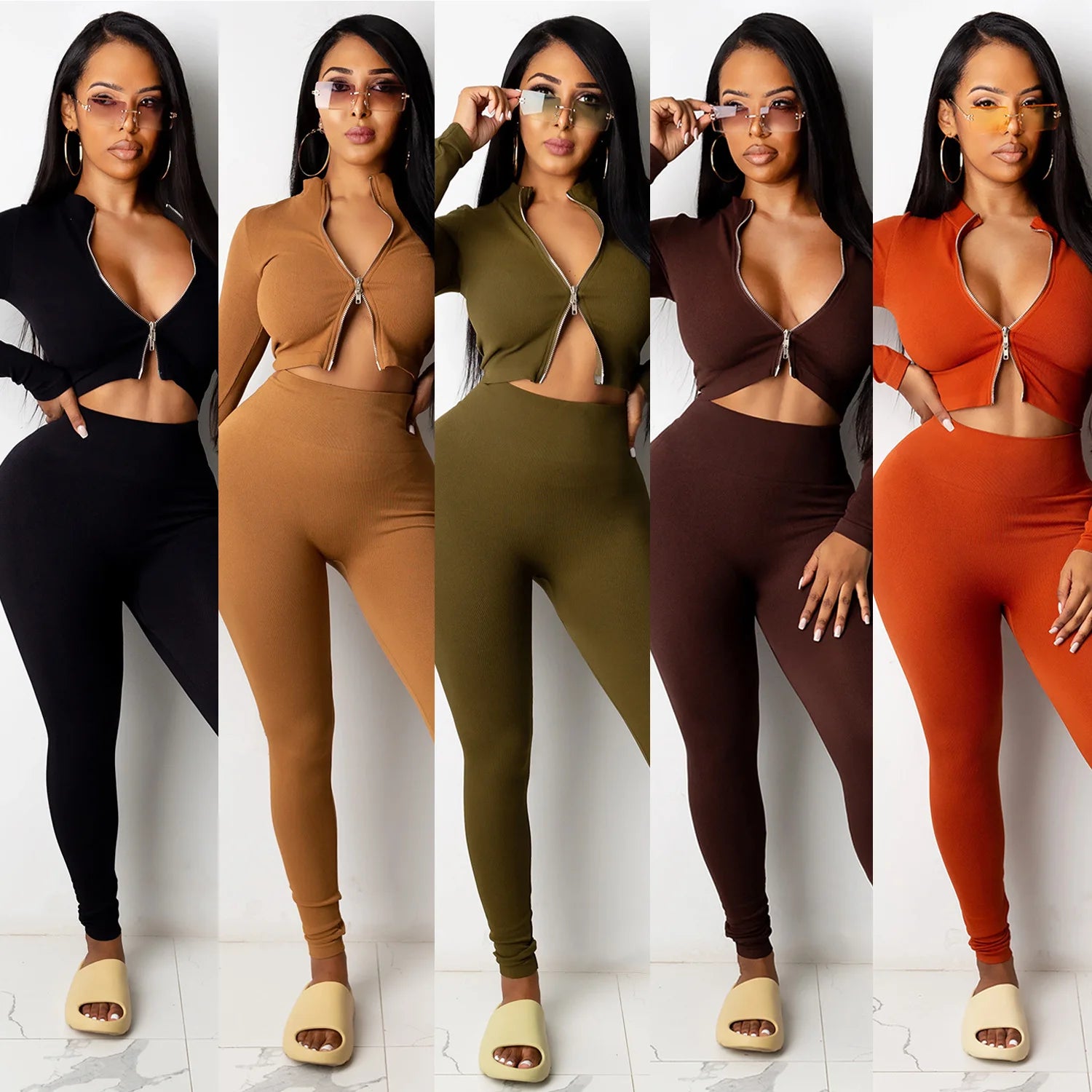 2024 Wholesaler New Fall Women Casual Solid Color 2 Piece Pants Set Sweat Suits Outfit Women Two Piece Tracksuit Set