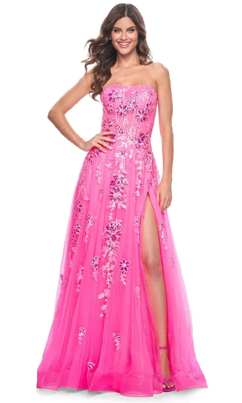 La Femme 32137 - Sequin Floral Straight-Across Prom Gown