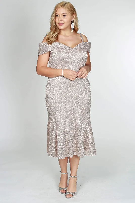 R&M Richards 2154W Short Plus Size Dress Champagne