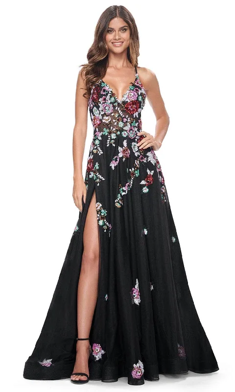 La Femme 32051 - V-Neck A-Line Prom Gown