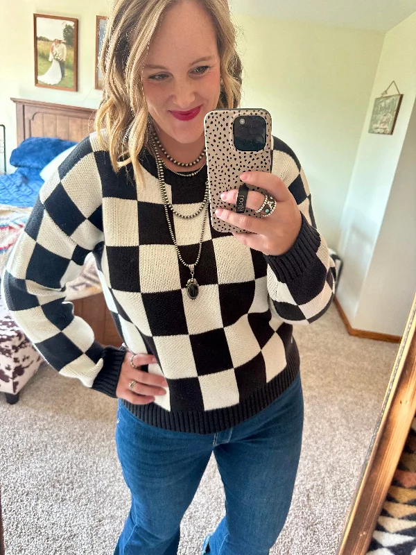 Black/White Checkered Sweater