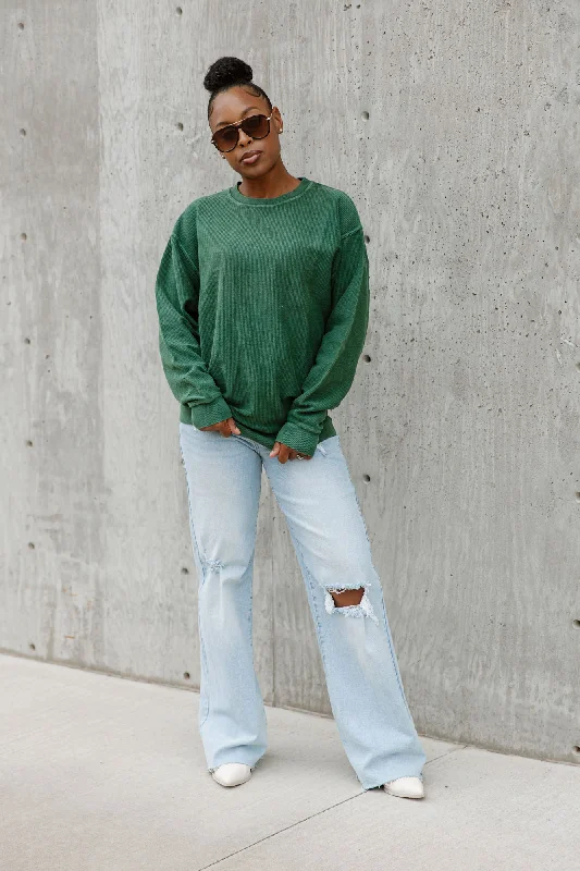 CAMRYN OVERSIZED VINTAGE WASH SWEATER IN GREEN