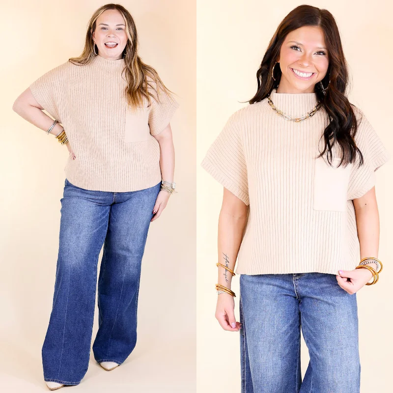 City Sights Cap Sleeve Sweater Top in Bone Cream