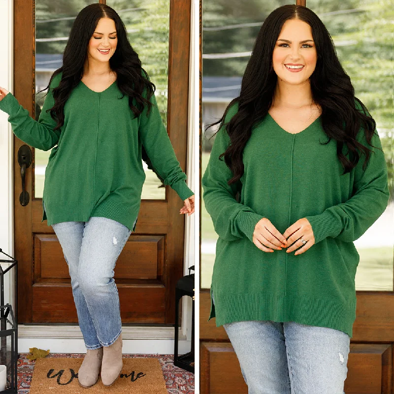 Miss Me Sweater, Heather Dark Green