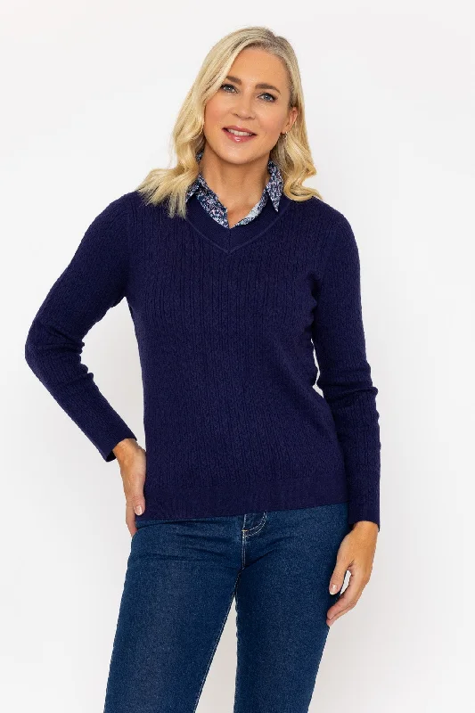 Navy Sweater with Shirt Collar