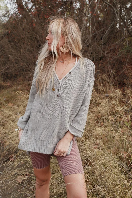 Sweater Weather Henley - Gray