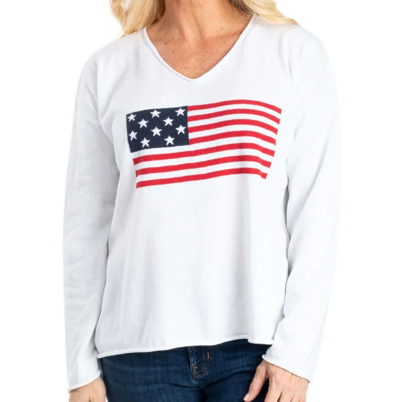 Women's Town Pride Made in USA V-Neck Flag Sweater