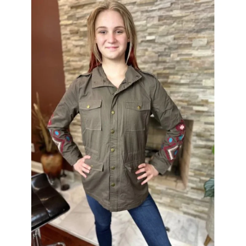 Montana Co Women's Brown & Pink Aztec Utility Jacket