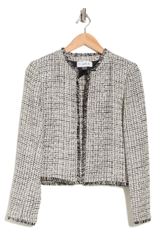 Calvin Klein Open Front Tweed Jacket