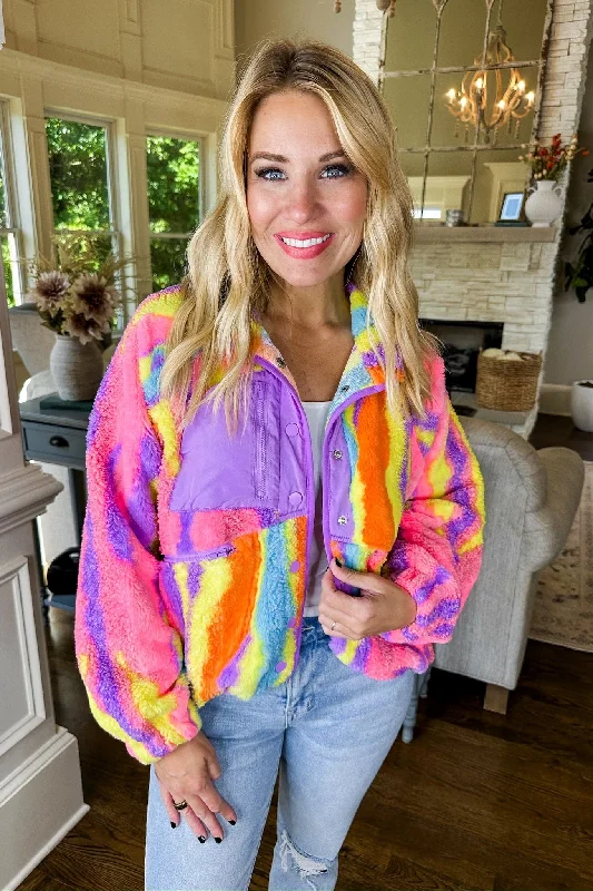 Neon Multi Color Soft Textured Pocketed Jacket