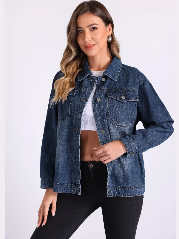 Button Down Long Sleeve Denim Jean Jacket