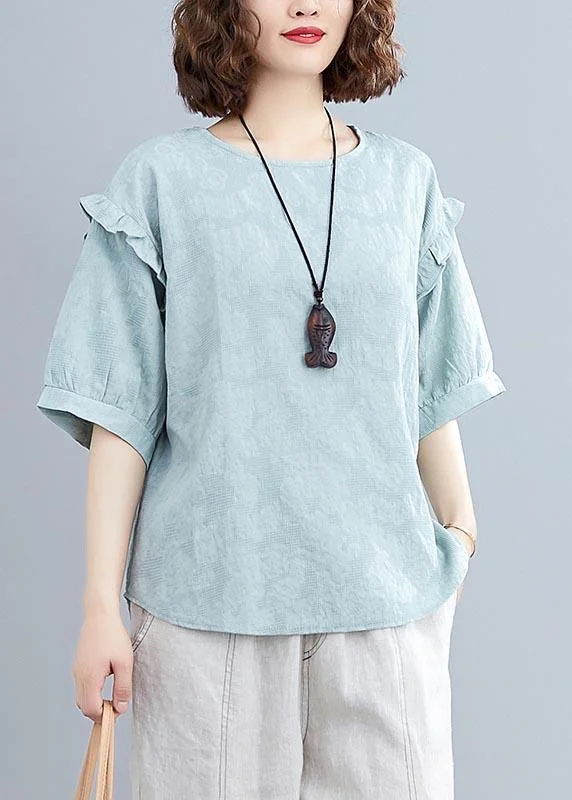 DIY Blue low high design Cotton Linen Summer Shirts