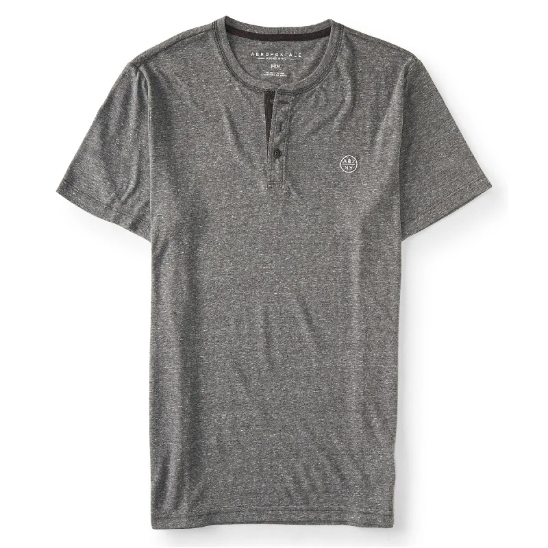 Aeropostale Womens A87 NY Henley Shirt, Grey, Small