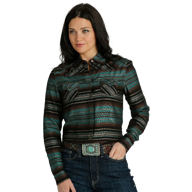 Cruel Women's Stripe Button Down Western Shirt