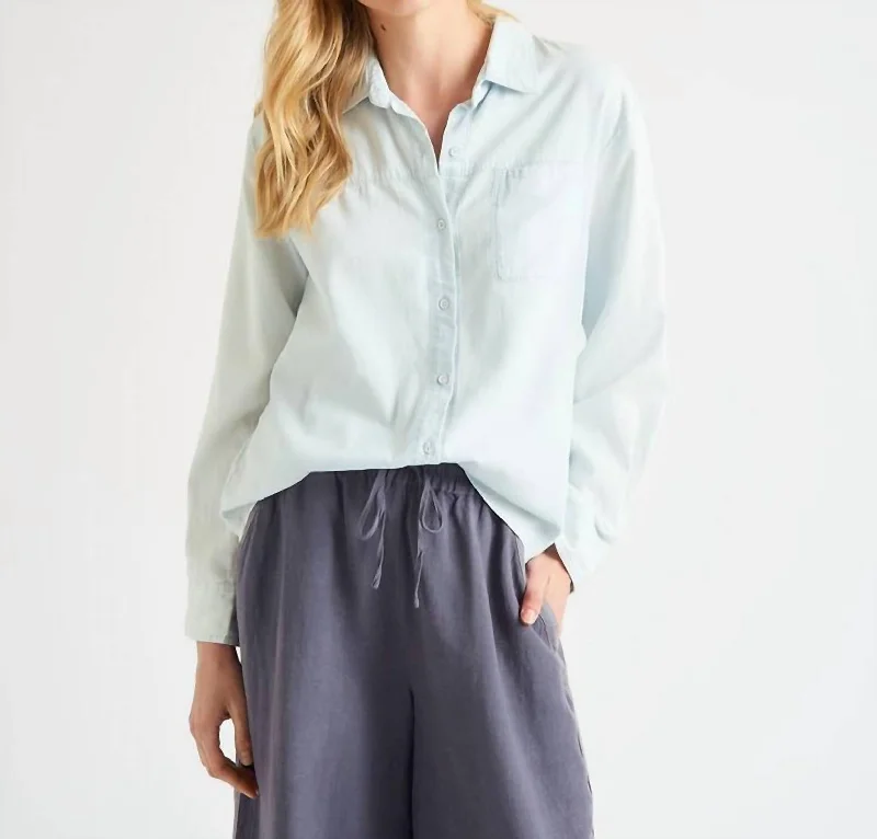 Evans Button Shirt In Light Chambray