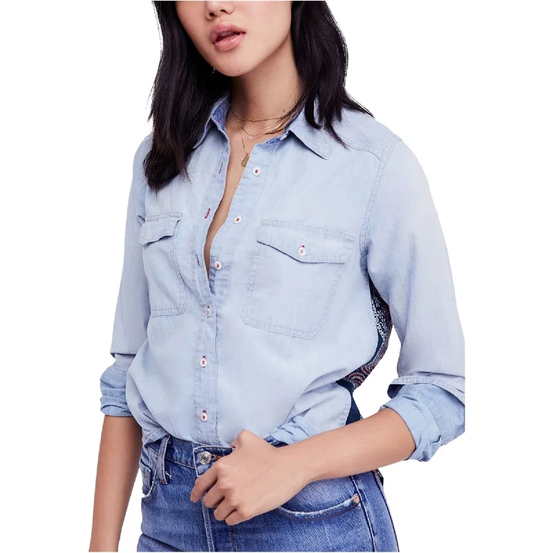 Free People Womens Bandana Bandit Button Up Shirt