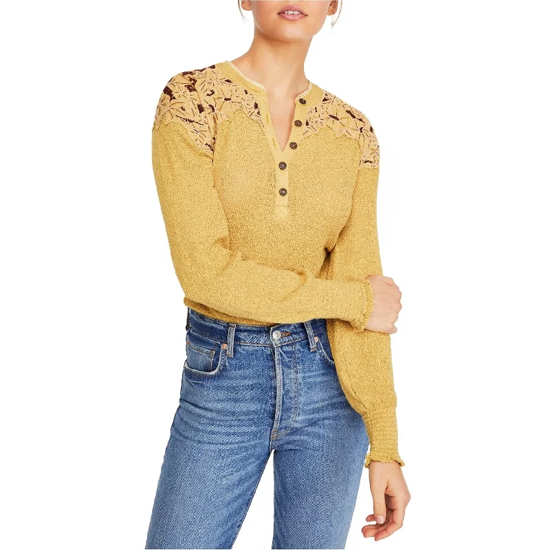 Free People Womens Easy Breezy Henley Shirt