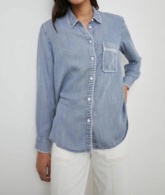 Saya Button Down Shirt In Medium Cloud Wash