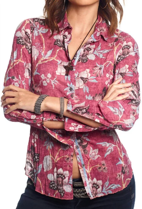 Souk Floral Cotton Shirt In Red