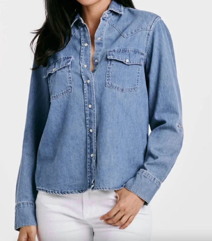 Western Chambray Denim Shirt In Blue