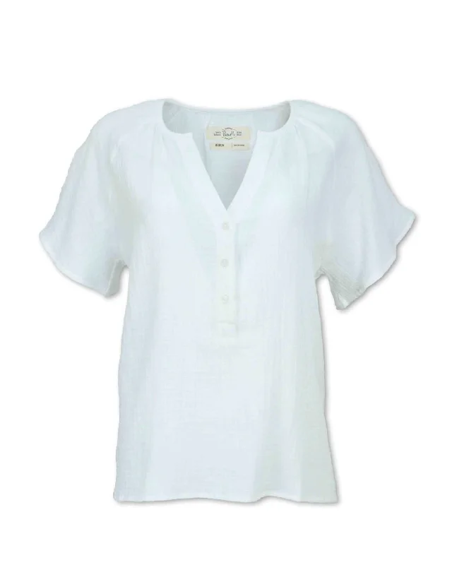 Women's Gauze Raglan Sleeve Shirt In White