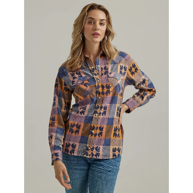 Wrangler Women's Western Boyfriend Snap Shirt