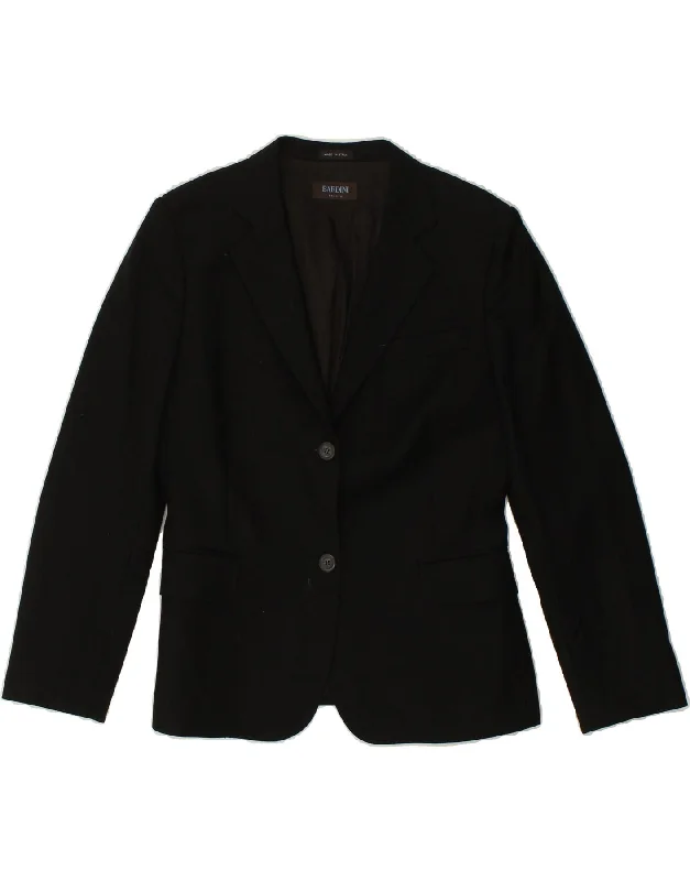 BARDINI Womens 2 Button Blazer Jacket UK 14 Medium Black Wool