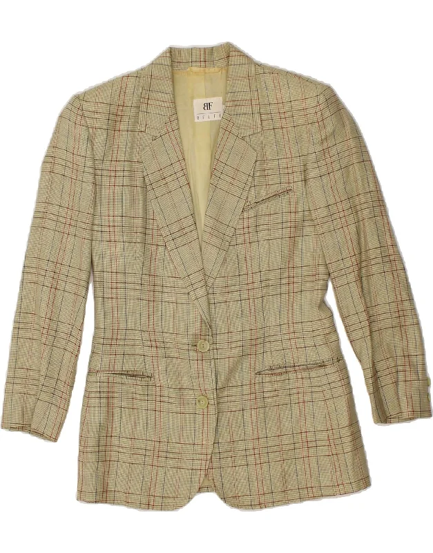 BELFE Womens 2 Button Blazer Jacket IT 42 Medium Beige Check