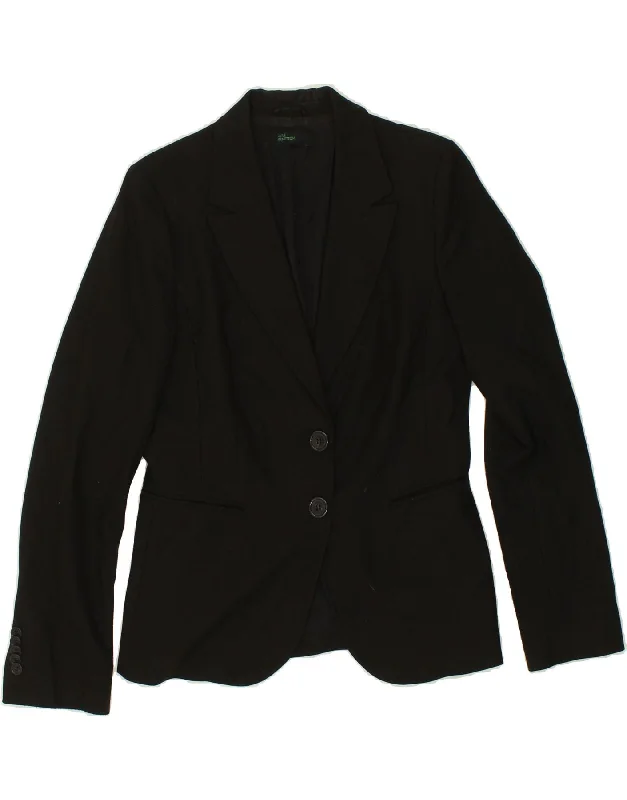 BENETTON Womens 2 Button Blazer Jacket IT 46 Large Black