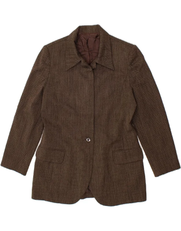 HOBBS Womens 1 Button Blazer Jacket UK 14 Large  Brown Wool