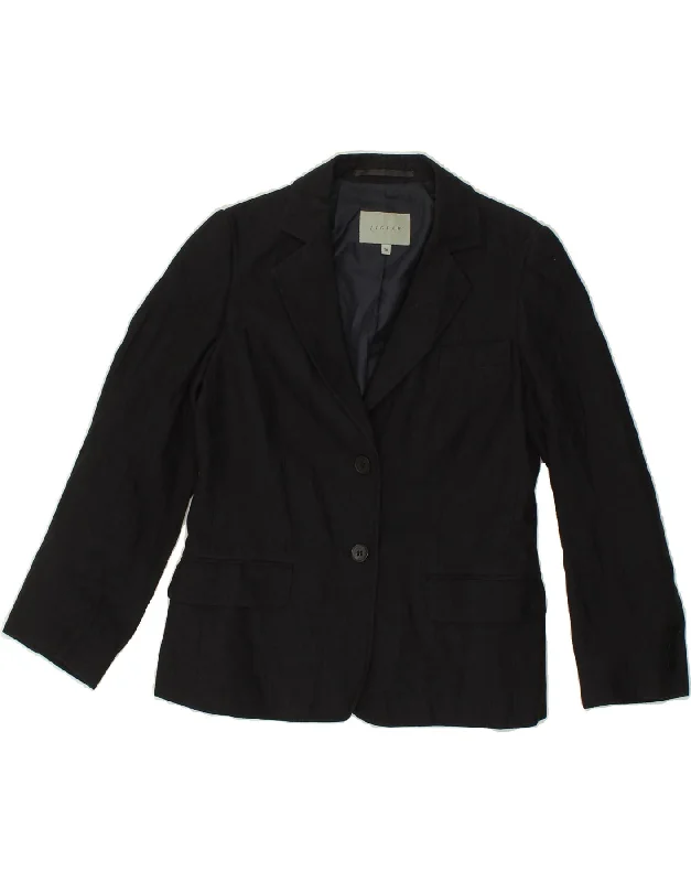 JIGSAW Womens 2 Button Blazer Jacket UK 10 Small Navy Blue Linen