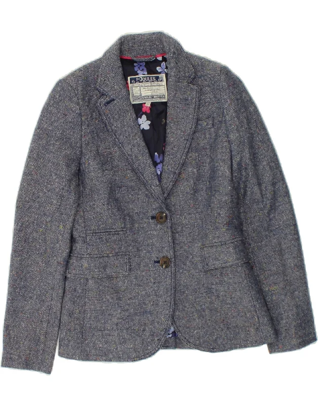 JOULES Womens 2 Button Blazer Jacket UK 8 Small Navy Blue Flecked Wool