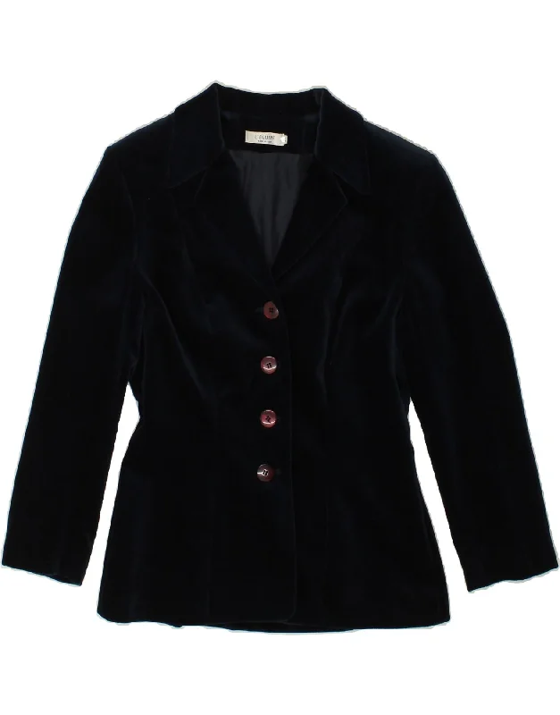 L'EQUIPE Womens 4 Button Blazer Jacket IT 44 Medium Navy Blue Cotton